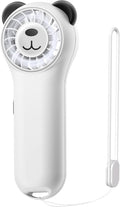 Portable Handheld Fan, Cute Bear Mini Fan with 11000 RPM High Speed, Rechargeable Personal Fan with 4 Speeds, Pocket Small Fan for Travel, Makeup, Lash, Gifts for Women Girl - White by Gentsvip