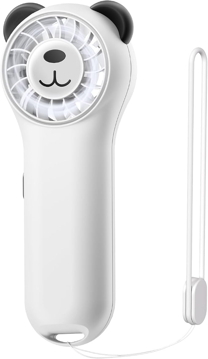Portable Handheld Fan, Cute Bear Mini Fan with 11000 RPM High Speed, Rechargeable Personal Fan with 4 Speeds, Pocket Small Fan for Travel, Makeup, Lash, Gifts for Women Girl - White by Gentsvip