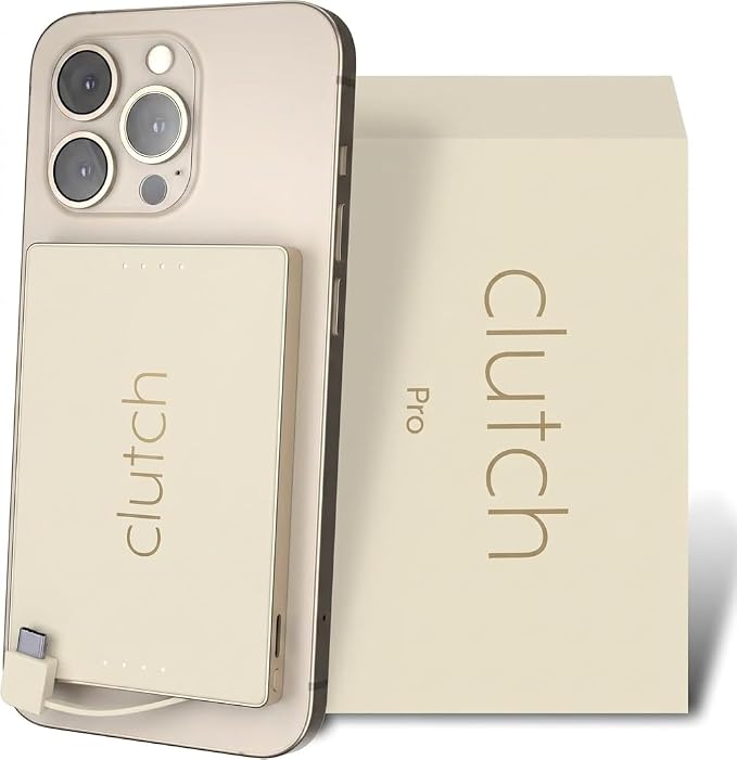 Clutch - Pro USB-C Portable Charger - Compatible with iPhone 15, 16, 17 & Android Devices - Power Bank Magnetic Battery - TSA Travel Approved - USB Rechargeable - Built-in Cable - 5000 mAh - 3.7oz by ClutchCharger