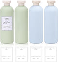 13.5 oz Plastic Travel Shampoo Bottles, Refillable Flip Cap Squeeze Bottles for Toiletries, Large Leakage-proof Travel Shampoo and Conditioner Container (Blue and Green) by UMETASS