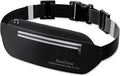 SooGree Running Waist Pack for Men Women, Lightweight Waterproof Sports Belt Bag, Phone Running Pouch, Night Reflective Fitness Storage Bag for Running Cycling Hiking Traveling (Black) by SooGree