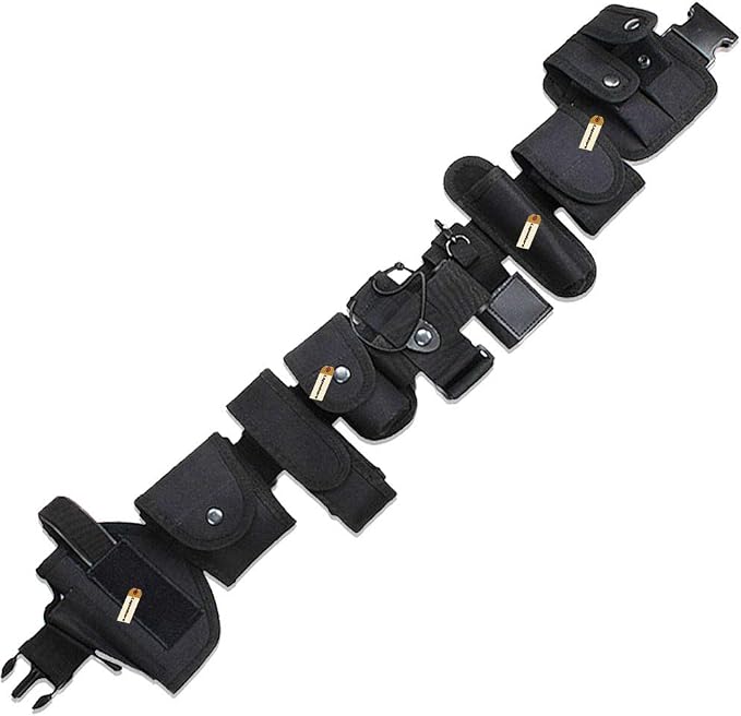 Lsgoodcare Multifunction Police Security Guard Military Tactical Duty Utility Waist Belt, Black 10 in 1 600D Nylon Adjustable Modular Equipment Law Enforcement Outdoor Duty Belts - Image 5