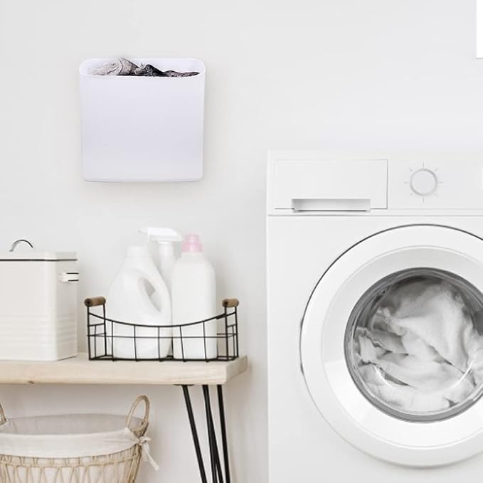 Picowe Magnetic Laundry Storage, Large Lint Holder Bin, Space-Saving Trash Container Hanging on Dryer, Washer or Wall Mount (Gray White) - Image 3