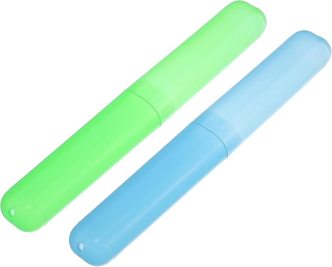 VOCOSTE 2Pcs Travel Toothbrush Case, Blue&Green | Moisture-Proof Keeps Brush Fresh, Compact for Tight Bags, 2-Pack for Sharing, Essential for Couples by VOCOSTE