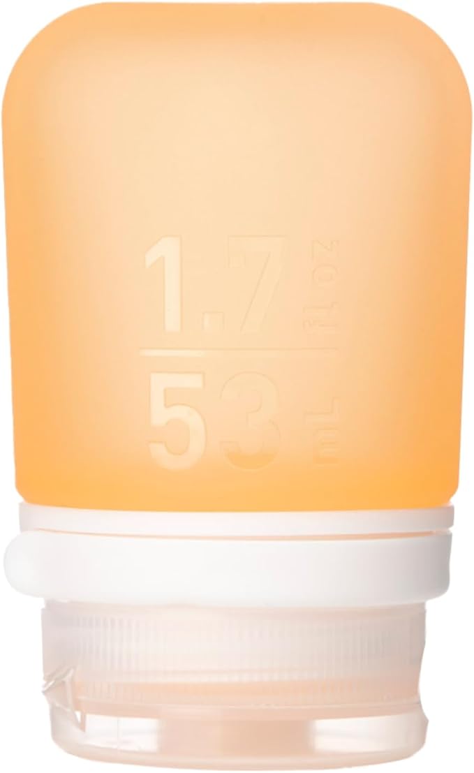 humangear GoToob+ (Small) | Refillable Silicone Travel Bottle | Locking Lid | Food-Safe Material | Orange, Small (1.7 fl.oz; 53ml) | Refillable & Leak-Proof Silicone Travel Size Bottles with Locking Cap for Toiletries, Camping & TSA Carry-On by humangear