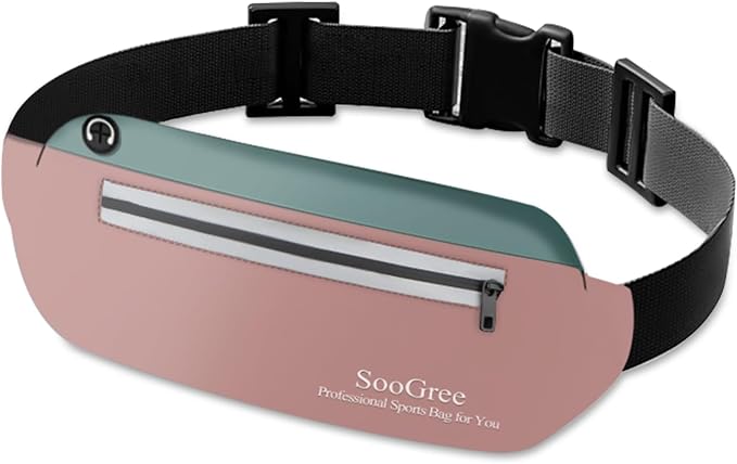 SooGree Running Waist Pack for Men Women, Lightweight Waterproof Sports Belt Bag, Phone Running Pouch, Night Reflective Fitness Storage Bag for Running Cycling Hiking Traveling (Blue/Pink) by SooGree