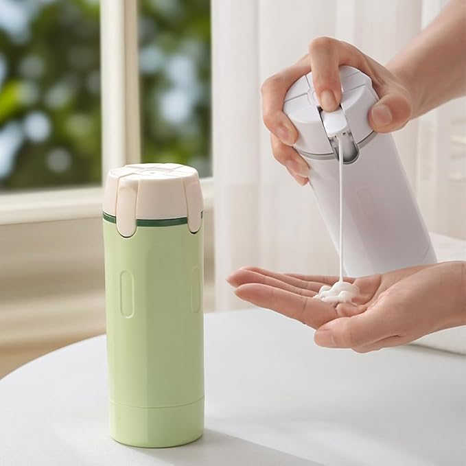 4-in-1 30ML Travel Size Dispenser Toiletries Bottles, Leak-Proof Refillable Containers Dispensers Labels Portable Toiletry Organizer Cup for Shampoo, Lotion, Soap Travel Essentials Green - Image 6