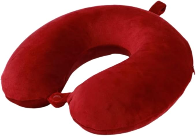 Travel Pillow,100% Pure Memory Foam U Shaped Neck Pillow,Super Lightweight Portable Headrest Great for Airplane, Car,Home,Office,Sleeping Rest (Wine red) by Far+win