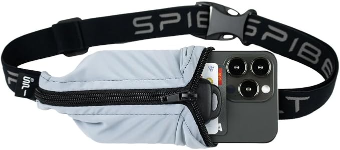 SPIbelt Running Belt Original for Women Men, Phone Holder for Running, Running Fanny Pack, Running Waist Pack, Adjustable, [Fits All Phones]. Made from Recycled Materials. Seafoam with Black Zipper by SPIbelt