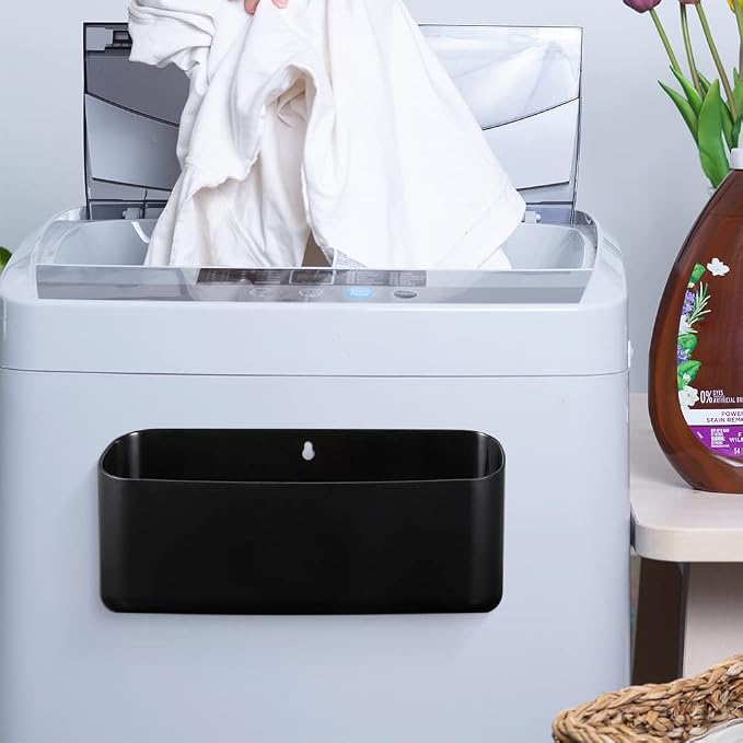 Picowe Magnetic Laundry Storage, Large Lint Holder Bin for Laundry Room, Space-Saving Trash Container Hanging on Dryer, Washer or Wall Mount Trash Bin, M - Black - Image 7