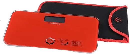 NewlineNY Red-Orange Mini Bathroom Scale + Travel Slip Case SBB0720M-NYRO + NY-MSS101-BRO - Image 2