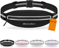 Slim Running Belt, Water Resistant Fanny Pack for Men Women Black | Ultra-Light, Widened Elastic Adjustable, No Bounce, Reflective Strip, Small Waist Pack Cell Phone Holder, Fit for All Phones by ERONGDIAN