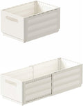 2 Pack Expandable Plastic Storage Boxes, Multi-Purpose Folding Organizer, Drawer Storage Divider For Bedroom, Kitchen And Snack Storage (L) by Reflygen
