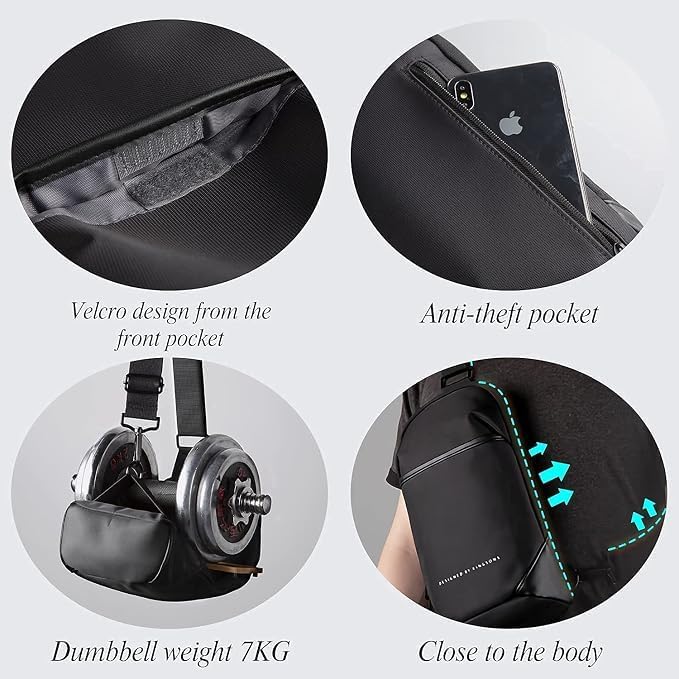 VGOAL Sling Crossbody Bag for Men Women,Casual Chest Shoulder Backpack | Lightweight Waterproof Anti Theft Pocket Adjustable Shoulder Straps,4.2L Small Bag for Travel, Cycling,Running,Hiking,Work - Image 6
