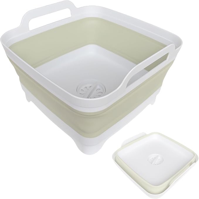 Collapsible Wash Basin for Baby Bottles - 2.4 Gallons Portable Wash Bin for RV Camping Sink, Space-Saving Dish Tub (Green) - Image 7