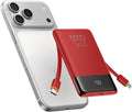 VEGER 10000mAh 22.5W Fast Charging Portable Charger with Built-in Cables | 0.4lb Slim USB C Power Bank, Small Battery Pack for iPhone 17/16/15/14/13/12 iPad Samsung, Flight Safe, Travel Essential, Red by VEGER