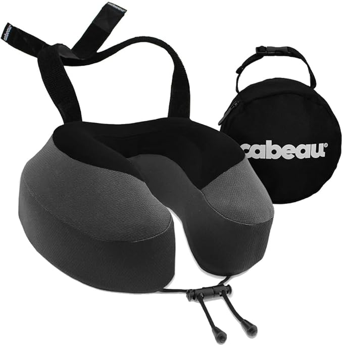 Cabeau Evolution S3 Travel Pillow - Memory Foam Neck Pillow for Airplane and Long Flights with Seat Straps for Head and Neck Support, 360 Degree Support (Steel Grey) by Cabeau