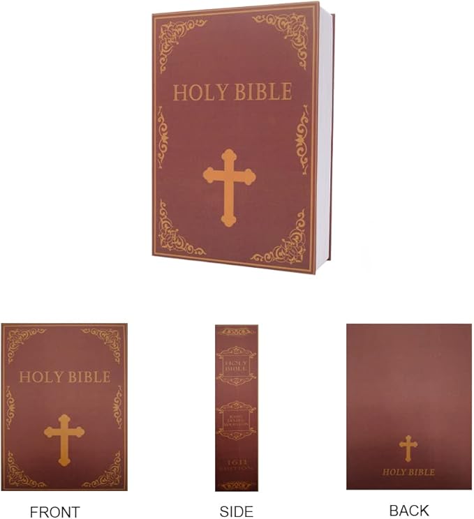 Large Diversion Book Safe Storage Box (Size 10.5"×8"×2.6") With Security Key Lock, Dictionary Secret Hidden Safe (Bible-Key) - Image 3