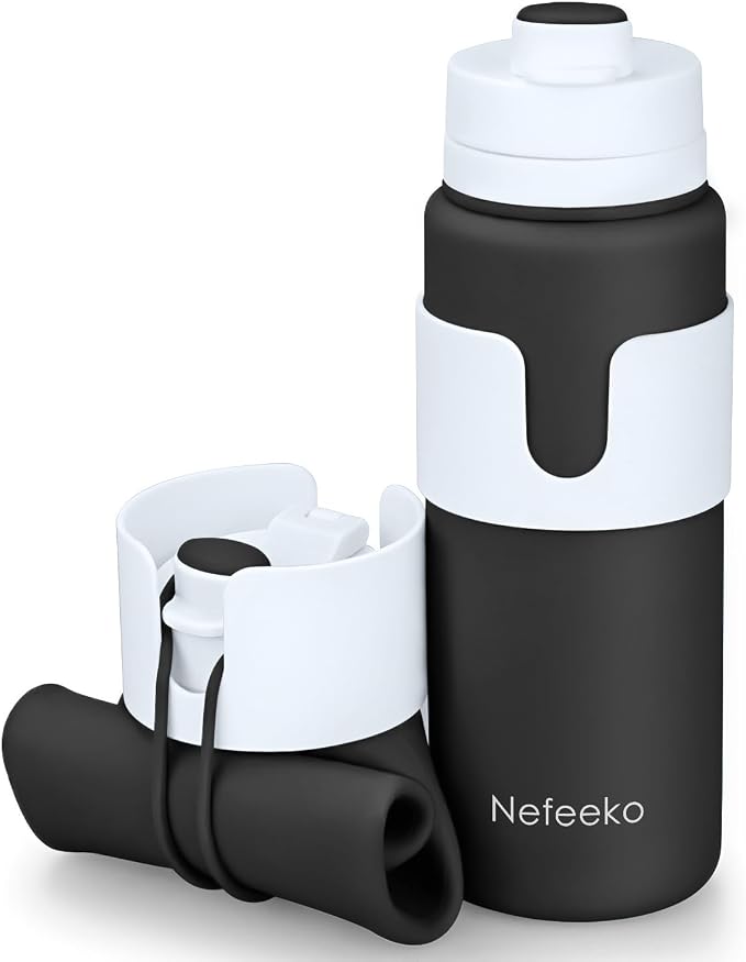 Nefeeko Collapsible Water Bottle, BPA Free 26oz Silicone Water Bottles | Foldable Water Bottles for Travel Sports, Leak-Proof Spill-Proof Portable Water Bottle with Carabiner, Lightweight by Nefeeko