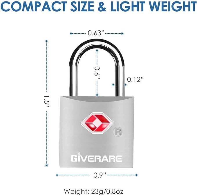4 Pack TSA Approved Travel Luggage Locks with Keys, Aluminum Alloy Keyed Padlock, Small Metal Suitcase Lock, Weatherproof Padlocks for Backpack, Gym Locker, Bag, Case, Jewelry Box, Anti Theft-Silver - Image 2