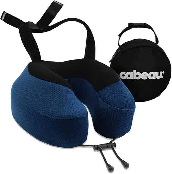 Cabeau Evolution S3 Travel Pillow – Straps to Airplane Seat – Ensures Your Head Won’t Fall Forward – Relax with Plush Memory Foam – Quick-Dry Fabric Keeps You Cool and Dry (Indigo)… by Cabeau