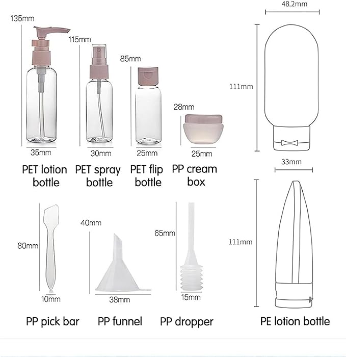 12pack Travel Bottles for Toiletries, TSA Approved Travel Size Toiletries Containers, Travel Bottles Set with Labels Leakproof Squeezable Refillable Airplane Travel Accessories - Image 5