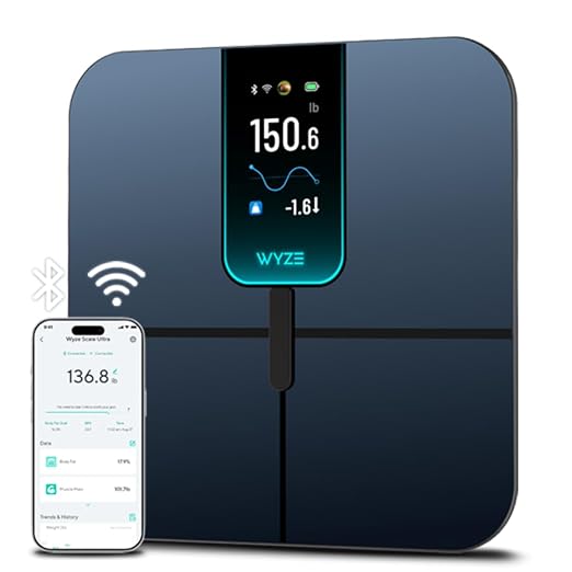 Wyze Scale Ultra Smart Scale for Body Weight, BMI & Muscle Mass | Wi-Fi & Bluetooth Sync, 4.3" Color Display, Tracks 13 metrics, Heart Rate Tracking, Baby/Pet/Luggage Mode, 400lbs Capacity by WYZE