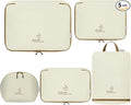 5 Set Packing Cubes for Travel, Various Sizes Luggage Organizer Bags with Double Zipper, Durable Space Saver Bags Travel Essentials (5 Set, Beige) by DSDCDJ
