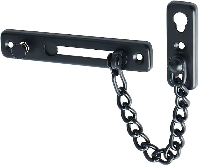 Alise Door Chain Lock Black,Door Lock Latch Chain Lock for Inside Doors | Stainless Steel,Door Chain Lock Guard with Spring Anti-Theft Press Button,Safety Chain Door Latch for Front Door by Alise