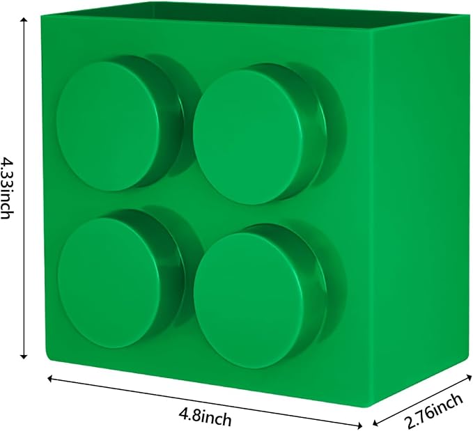Magnetic Basket Organizer for Fridge - Lego-Style ABS Plastic Storage Box,No Drill Design for Kitchen Counter, Microwave & Whiteboard, Holds Up to 3.5 lbs (Green) - Image 6