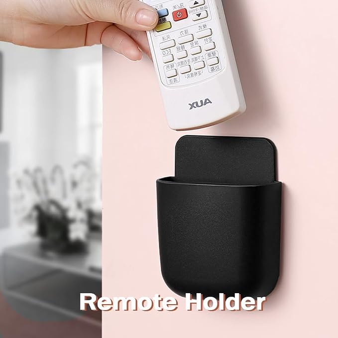 3 Pcs Remote Control Holder, Wall Mount Pen Holder Hole-Free Self Adhesive Phone Charging Organizer Pencil Storage Containers for Home Office School Supply Orgaizer ​(Black - Image 2