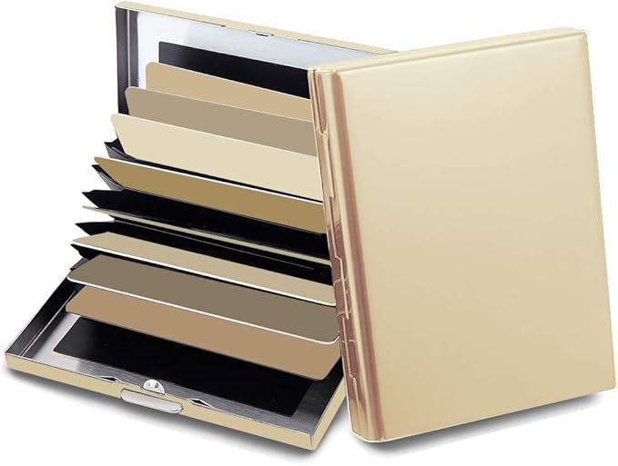 RFID Credit Card Holder Protector Metal Credit Card Wallet Business Card Holder for Men Women Gift Box Package (Gold) by EASTNIGHTS