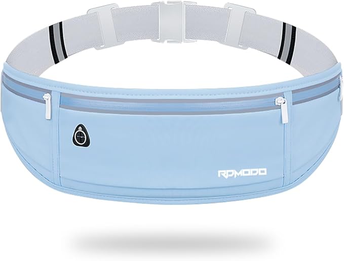 Fanny Pack for Men, Slim Running Belts Waist Pack for Women, Blue | Water Resistant Runner Belt, No Bounce & Lightweight, Running Waist Belt for Phone Card Key, Phone Holder for Jogging Workout by RDMODO