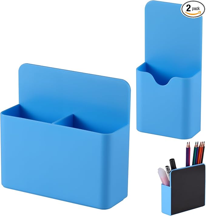 KITANIS Magnetic Pen Holder,2 Pack Magnetic Dry Erase Marker Holder with Generous Compartments,Strong Magnet Storage Marker Pen Pencil Organizer for Refrigerator,Whiteboard,Locker Accessories by KITANIS