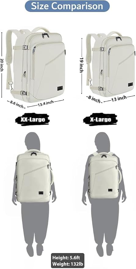 MATEIN Beige Travel Backpack Women, Carry on Bag with Hidden Shoulder Strap | Expandable Weekender Daypack, Large Capacity, Adjustable Shoulder Strap, Lightweight, Waterproof, Anti-Theft, Travelling Gift - Image 7