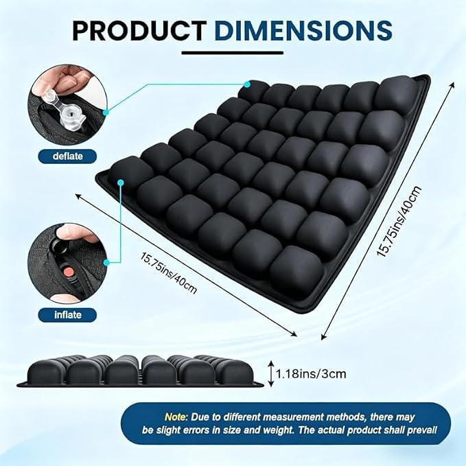 Bogey's Antidote Upgrade Airplane Seat Cushion - Inflatable Travel Cushion for Long Flights with No External Pump, Non-Slip, Washable, with Storage Bag(Grey) - Image 6