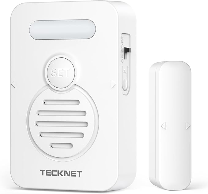 TECKNET Door Alarms for Kids Safety, Door Alarms When Opened, Window Alarm with Smart Voice Alert, 4-Level Adjustable Volume, Refrigerator Sensor Pool Alarm for Home Security、Fridge、Garage and Window by Tecknet