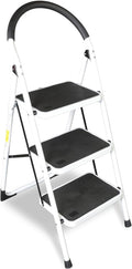 Jack Boss 3 Step Ladder, Folding Lightweight Step Stool with Wide Anti-Slip Pedal for Home, Office, Kitchen and Garage, Service Height 27.2 inch, 400 lbs Capacity by JACKBOSS