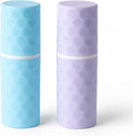 2Pcs Travel Toothbrush Case, Portable Travel Toothbrush Holder with Dot,Toothpaste Container for Home, Travel, Business, Camping, School, Couple 8.1x2.5x2 (Purple+Blue) by Fehnag