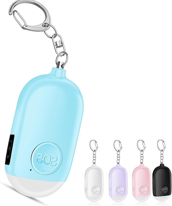 Hion Personal Safety Alarm for Women, Rechargeable 130dB Self Defense Alarm Keychain with LED Flashlight, Emergency Safe Sound Security for Children Elderly College Girls Men, Blue by Hion