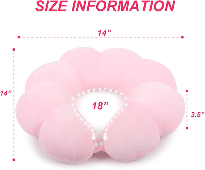 Sexysamba Flower Travel Neck Pillows for Airplanes Breathable Cotton U-Shaped Neck Pillow for Kids & Adults Head Neck Chin Support Rest Pillow for Traveling,Car,Train,Bus,Recline,Home,Office,Pink - Image 2