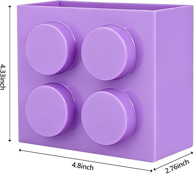 Magnetic Basket Organizer for Fridge - Lego-Style ABS Plastic Storage Box,No Drill Design for Kitchen Counter, Microwave & Whiteboard, Holds Up to 3.5 lbs (Light Purple) - Image 2