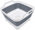 Collapsible Dish Basin with Drain Plug, Foldable Wash Basin 2.4 Gal (9L) | Portable Sink Tub for Kitchen, Baby Bottles, Camping, RV, Vegetable Washing and Beverage Tub, Gray by Goderewild