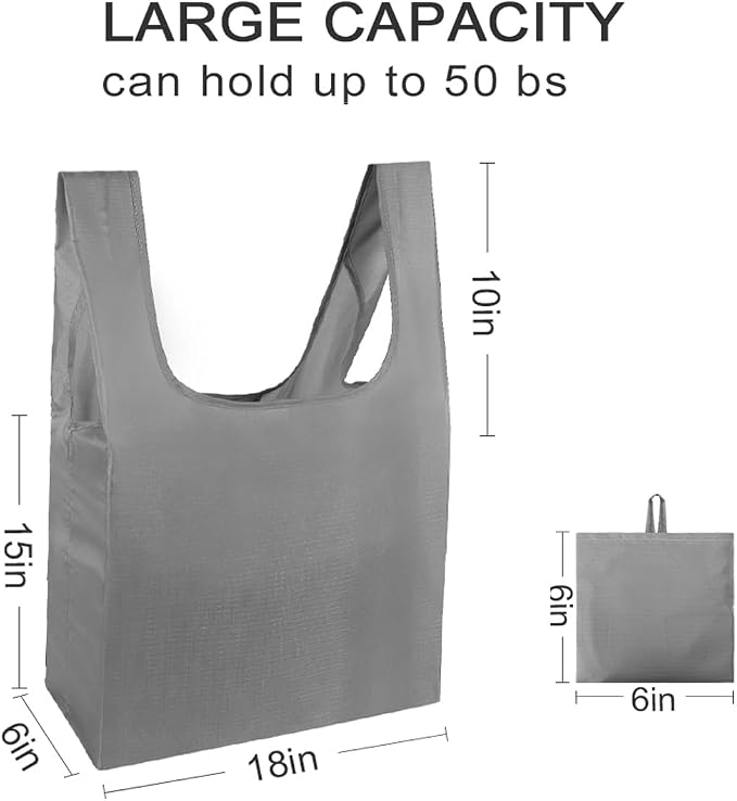 HOLYLUCK Reusable Grocery Bags,Heavy Duty Foldable Shopping Tote Bag (Extra Large, 3 Large Grey) - Image 2