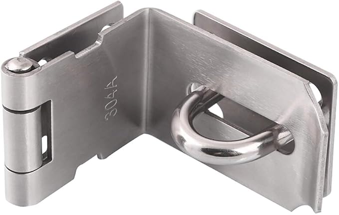 HOWDIA 4 Inch Door Hasp Latch 90 Degree, Stainless Steel Safety Right Angle Padlock Hasp Locking Latch Security Door Clasp Hasp Lock Latch for Push/Sliding/Barn Door, 2mm Thick, Brushed Silver by HOWDIA