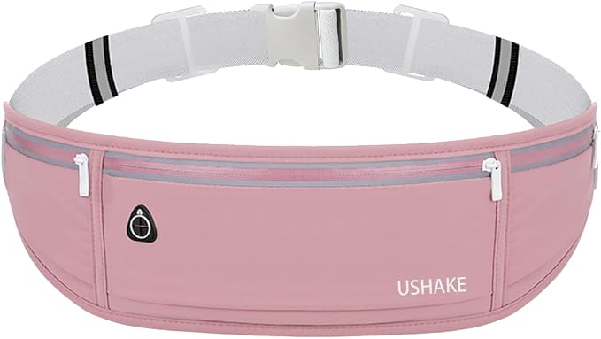 USHAKE Slim Running Belt, Workout Fanny Pack for Men Women,Exercise Waist Pack for Apple iPhone Holder, Runner Belt for Running Walking Cycling Camping Gym Red by USHAKE