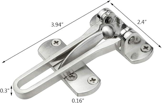 Topbuti Home Security Door Lock, 2 Pack Latch Guard Clasp Front Door Locks for Kids, Home Reinforcement Lock for Swing-in Doors, Hotel Door Latches, Thicken Solid Aluminium Alloy, Satin Nickel - Image 2