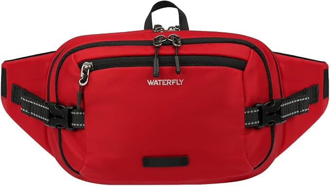 WATERFLY Fanny Pack Waist Bag: 3L Large RFID Anti-Theft for Travel | 180-Degree Opening Design, 5 Pockets, Nylon, Reflective Webbing, Adjustable Buckles, Hiking Daily Use, Women Men by Waterfly