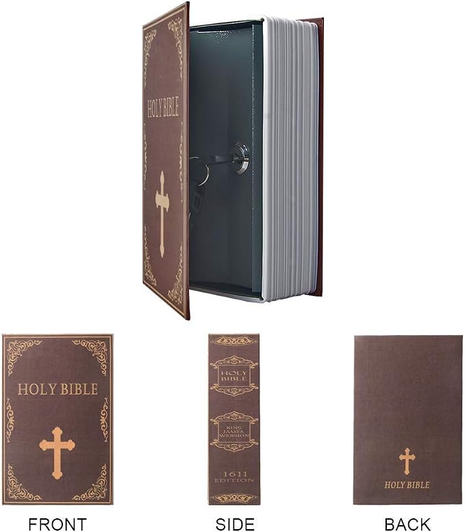 Small Sized Diversion Book Safe Storage Box, Dictionary Secret Hidden Box With Security Combination Lock/Key (Key, Bible) - Image 3
