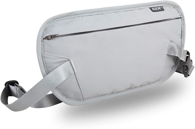 GOX Money Belt for Men Travel, Anti-Theft Hidden Waist Pack, RFID Secure Travel Belt for Men, Ultra-Thin Under-Clothes Passport Wallet with Documentry Safety & Money Holder (Grey-L) by GOX